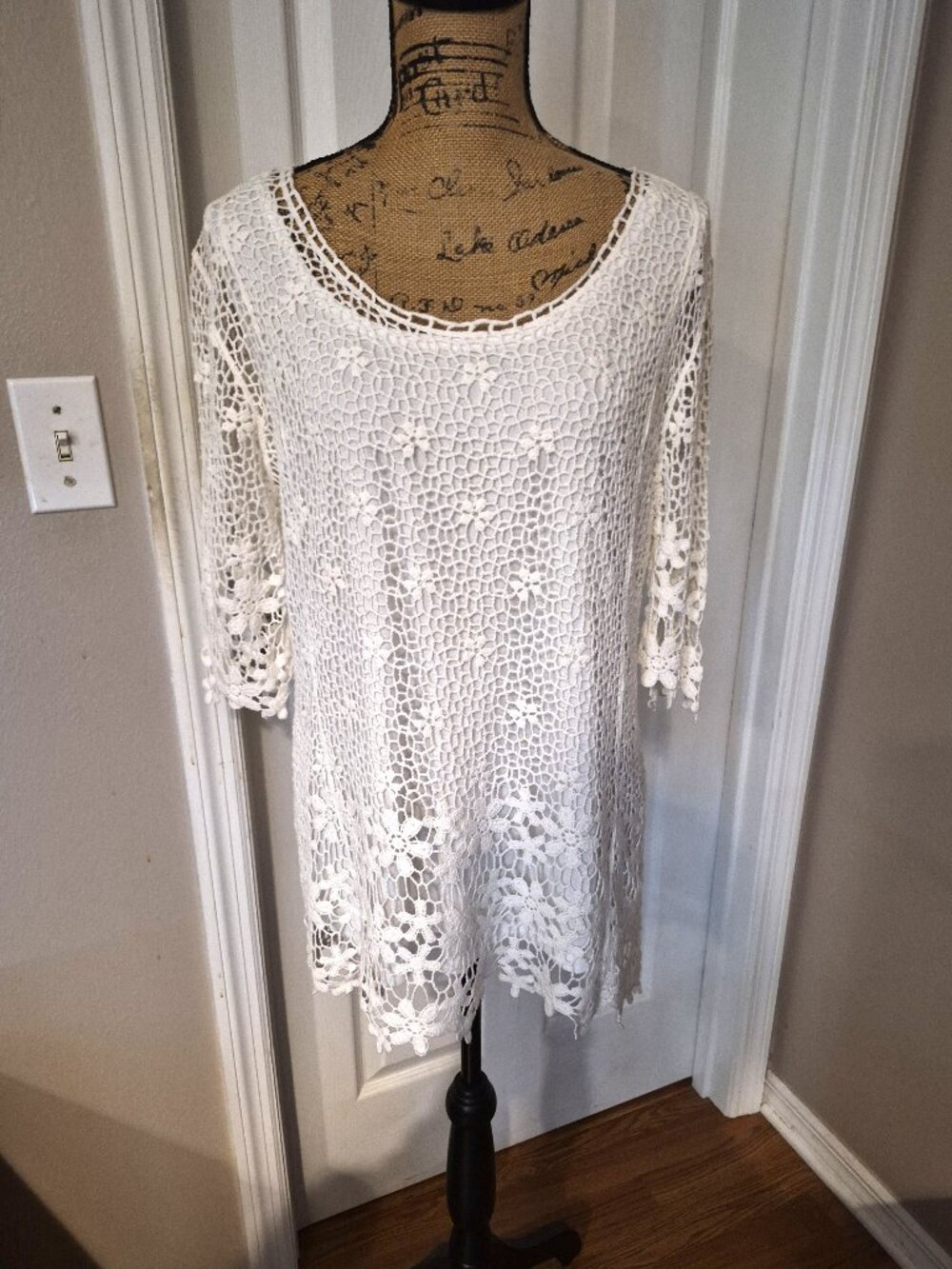 Christopher & Banks White Crochet Top with attached White Tank